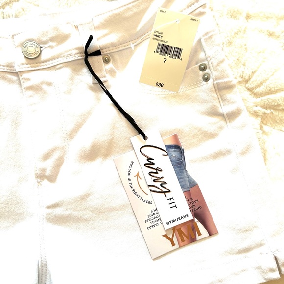 NWT Ymi Womens High Rise 3" White Denim Short - Picture 6 of 11